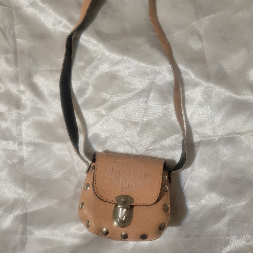 Harley-Davidson Tan/Pink Leather Crossbody Bag